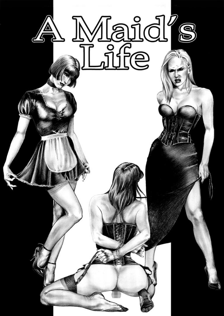 crossdresser on leash with mistress and maid in nylons
