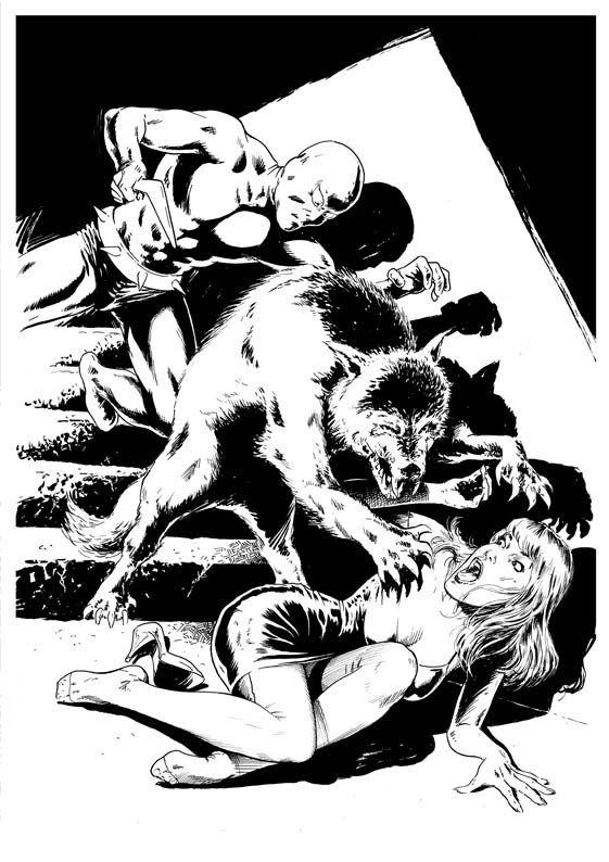  daredevil golden loup-garou et jeune fille apeurée