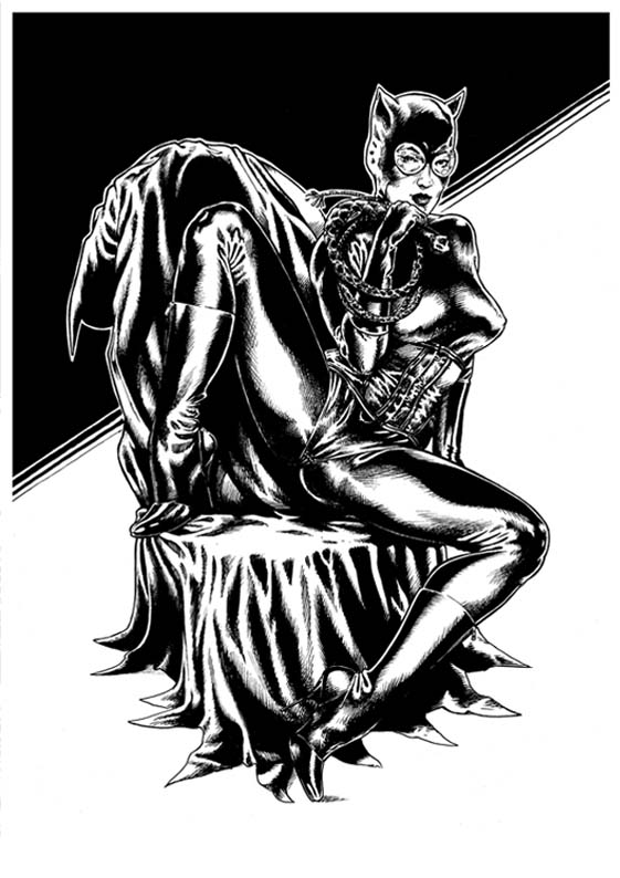 Femme chat en cuir avec fouet